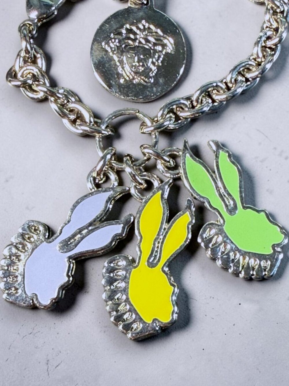 Versace Rare Vintage Medusa Bunny Rabbit Enamel Charm Bracelet with COA - Picture 6 of 9